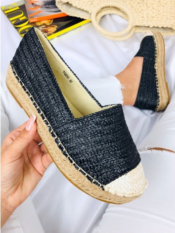 Dámské slaměné černé espadrilky