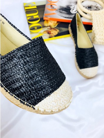 Dámské slaměné černé espadrilky