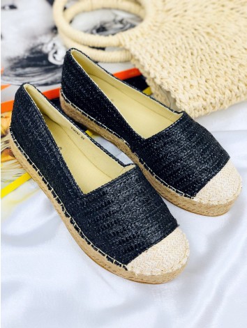 Dámské slaměné černé espadrilky