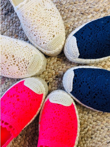 Dámské růžové háčkované espadrilky