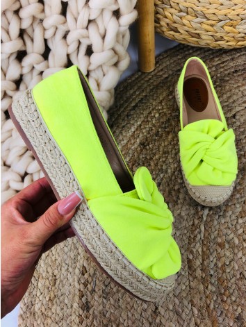 Neonově-žluté espadrilky s mašlí