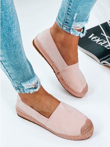 Růžové espadrilky na platformě Lauora