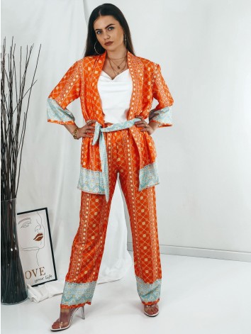 Dámský oranžový komplet kimono + kalhoty