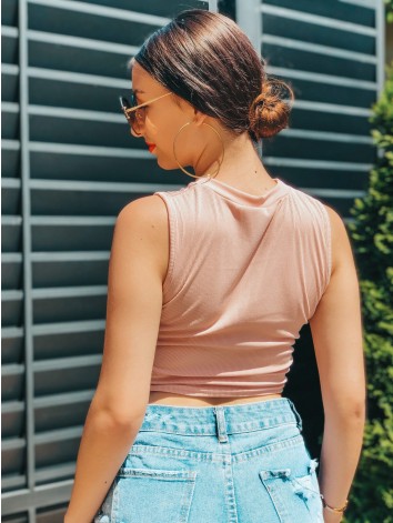 Dámský krátký růžový crop top