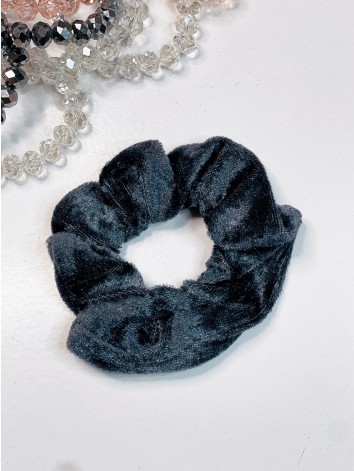 Scrunchie sametová gumička do vlasů - tmavě šedá